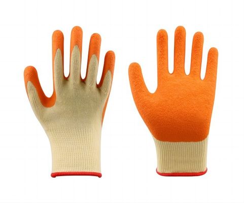 acheter Gants en caoutchouc enduit de finition en latex à crêpes avec revêtement en polyester de calibre 10 EN388 CE Gants de travail de sécurité certifiés UKCA fabrication en ligne